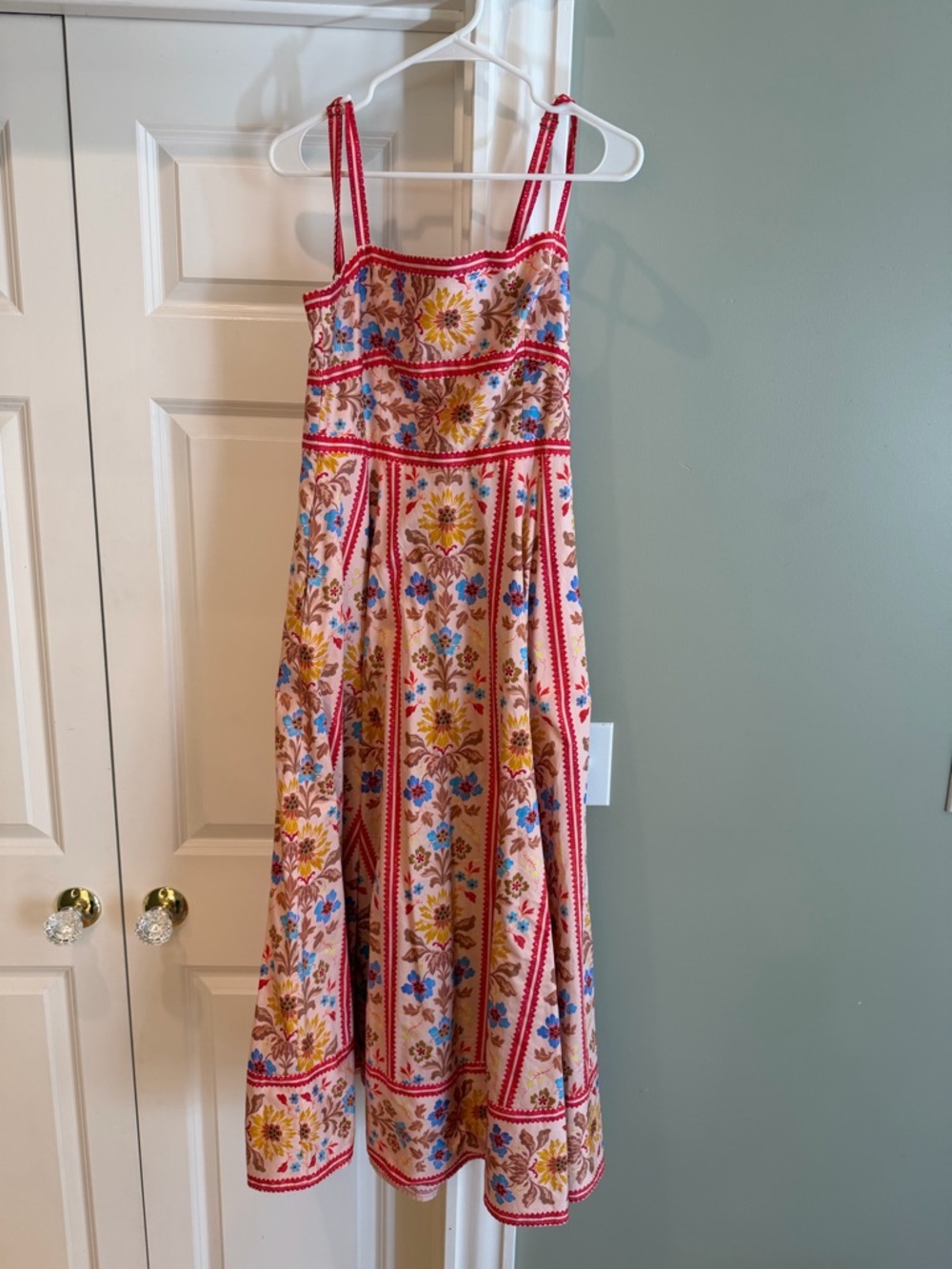 Floral Sundress with Red Trim - Women Dresses